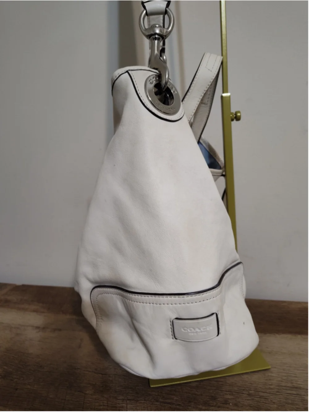 Women's Coach Leather Hobo Bag One Size White